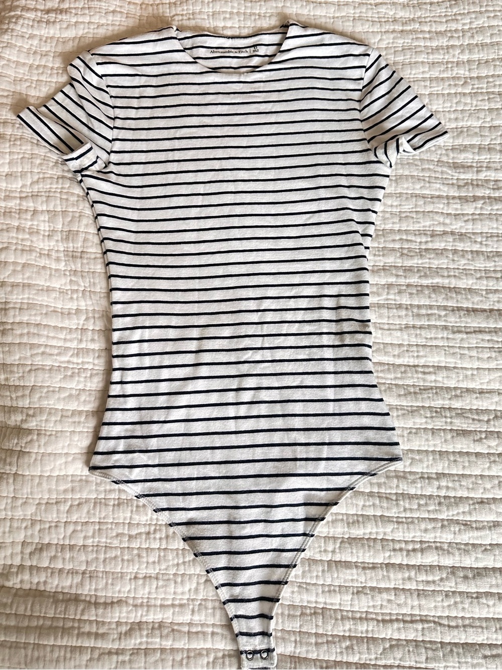 Abercrombie & Fitch White and Black Striped Women's Bodysuit